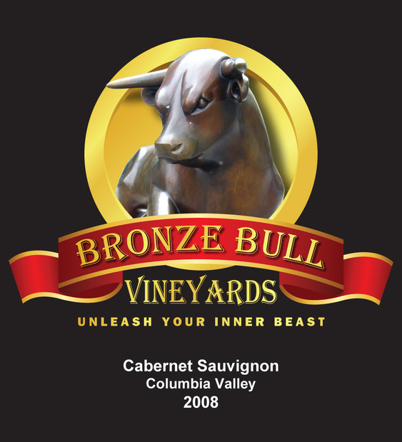 Bronze Bull Vineyards wine label, design by Jenny Valencia Graphic Design