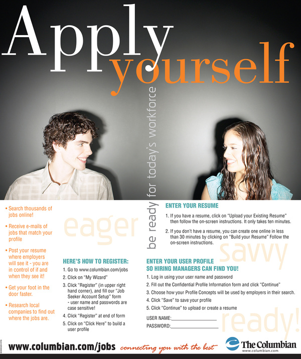 Sample The Columbian House ad for employment, design by Jenny Valencia